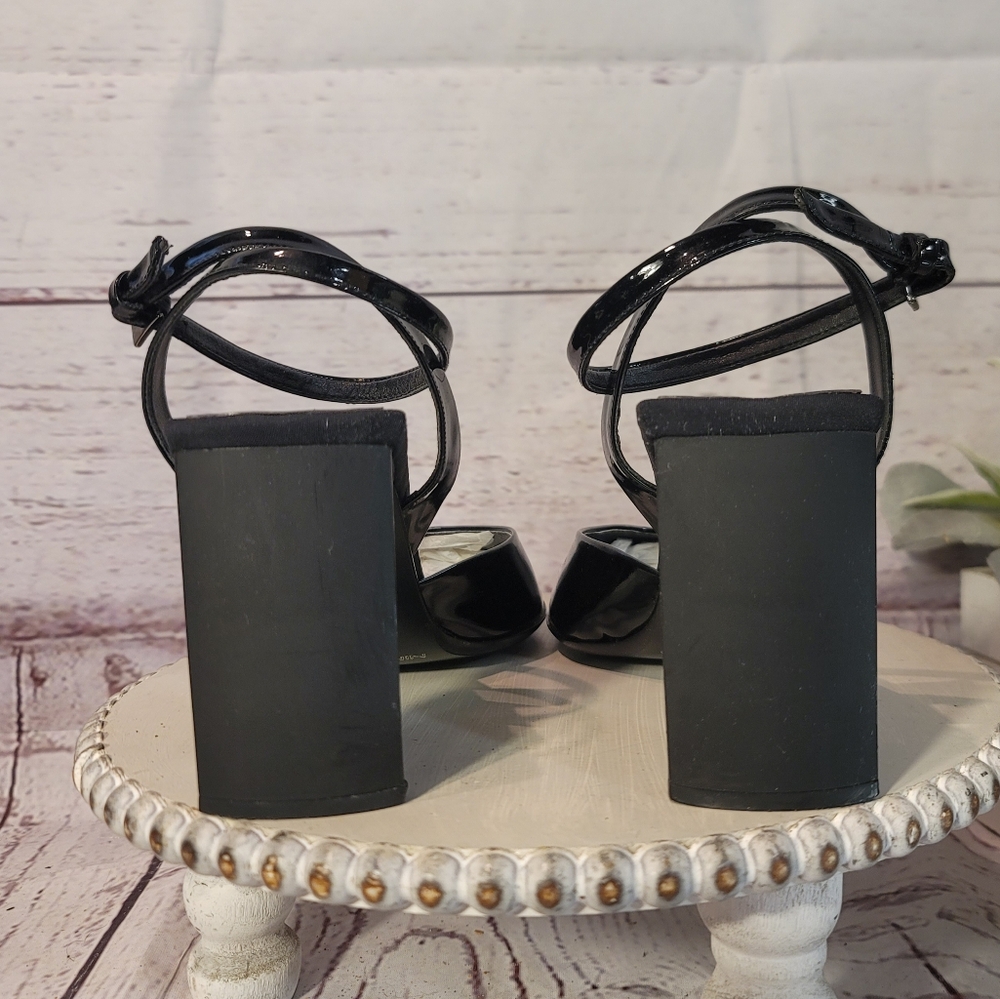 Nine West Black Patent Leather Adjustable Ankle Strap Heel Pump Shoes Sz 8.5M - Picture 9 of 13